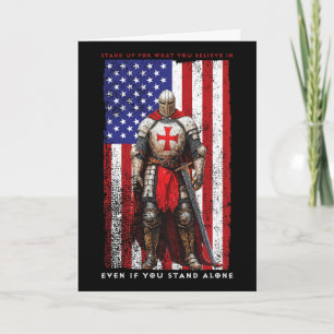 Knights Templar Crusader Valour American Flag 4th  Card