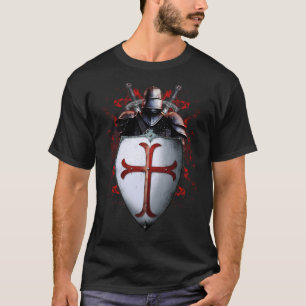 Knights Templar Flag Helmet Cross Sword T-Shirt