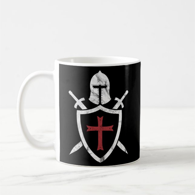Knights Templar Helmet Cross And Sword Mediaeval C Coffee Mug (Left)