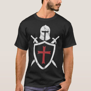 Knights Templar Helmet Cross and Sword Mediaeval T-Shirt