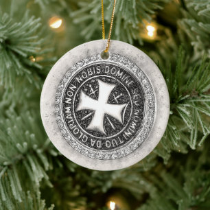 Knights Templar Mediaeval Cross Seal Custom Design Ceramic Ornament