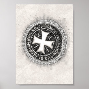 Knights Templar Mediaeval Cross Seal Custom Design Poster
