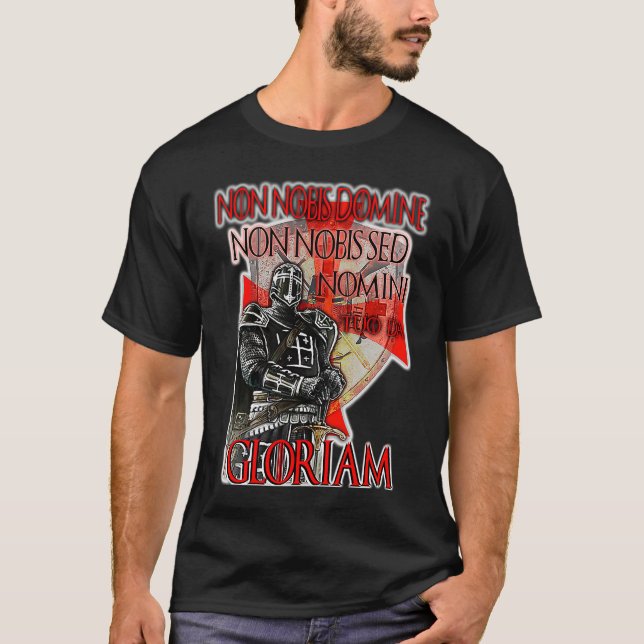 Knights Templar Non Nobis Gloriam Crusader Cross W T-Shirt (Front)