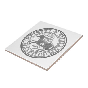 Knights Templar Seal Two Knights Horse Medallion Ceramic Tile