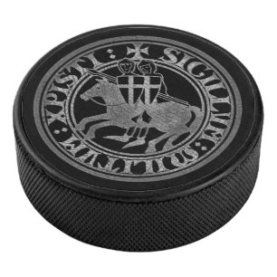 Knights Templar Seal Two Knights Horse Medallion Hockey Puck