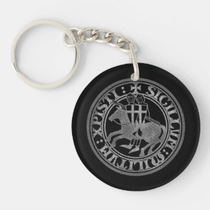 Knights Templar Seal Two Knights Horse Medallion Key Ring