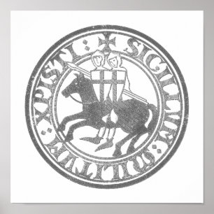 Knights Templar Seal Two Knights Horse Medallion Poster
