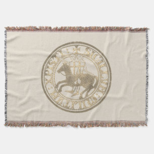 Knights Templar Seal Two Knights Horse Medallion Throw Blanket