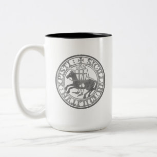 Knights Templar Seal Two Knights Horse Medallion Two-Tone Coffee Mug