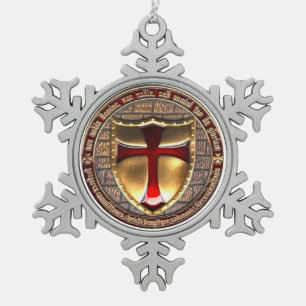 KNIGHTS TEMPLAR SNOWFLAKE PEWTER CHRISTMAS ORNAMENT