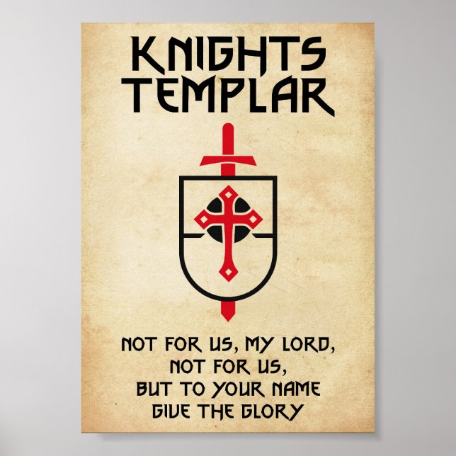 Knights Templar Vintage Cross Middle Ages Art Poster (Front)