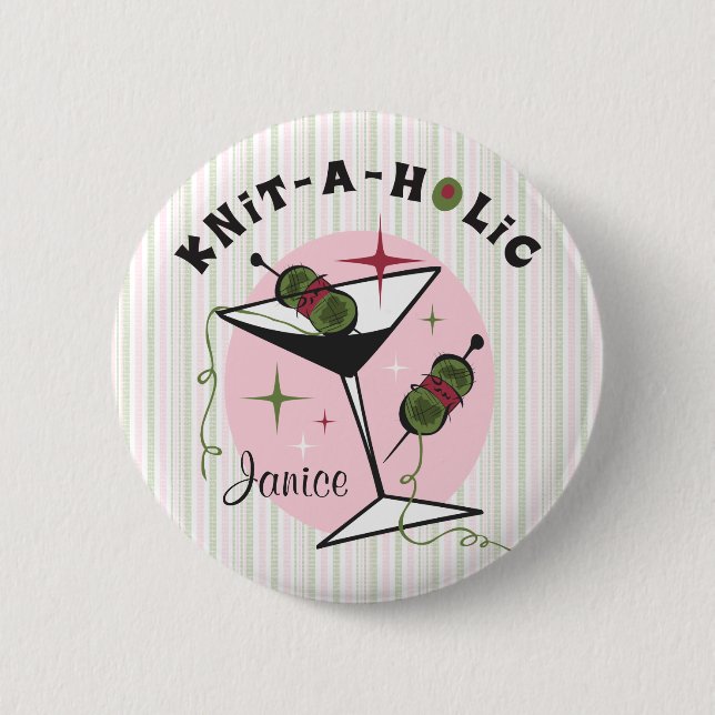 Knit-A-Holic 6 Cm Round Badge (Front)