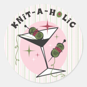 Knit-A-Holic Classic Round Sticker