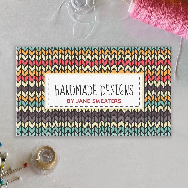 Knit Chevron Yarn Arts and Crafts Business Card (Creator Uploaded)