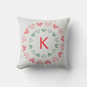 Knit Christmas Sweater Custom Monogram Cushion
