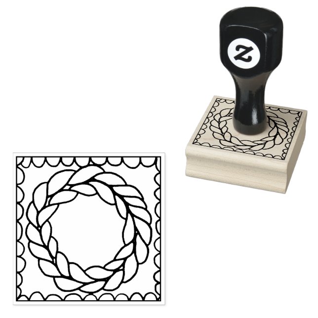 KNIT CIRCLE 2" Square Rubber Stamp  (Stamped)