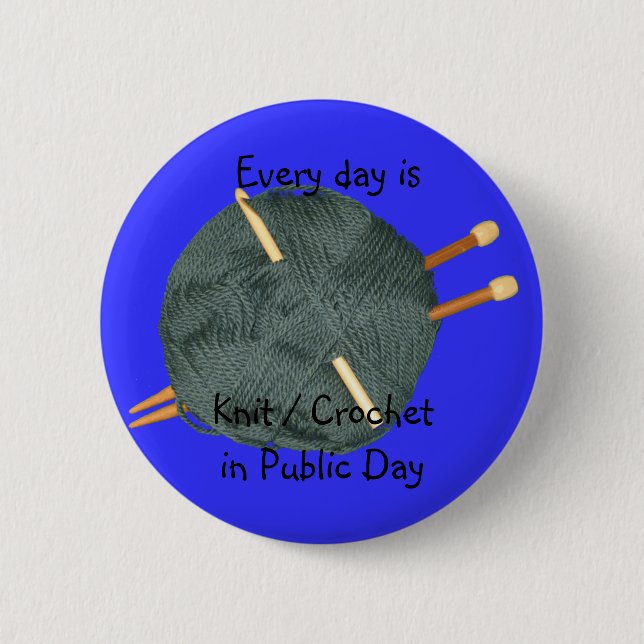 Knit Crochet in Public 6 Cm Round Badge (Front)