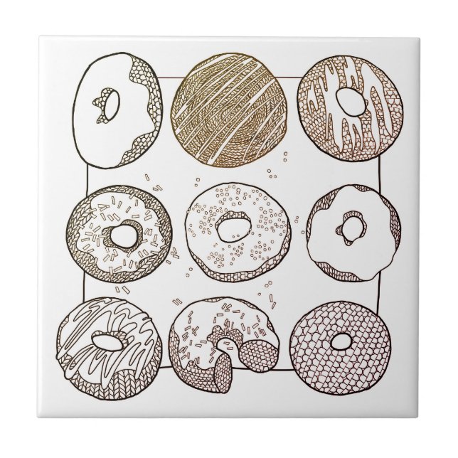 KNIT DONUTS 4.25x4.25 Ceramic Tile  (Front)
