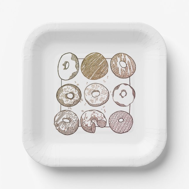 KNIT DONUTS 7" Square Paper Plates (Front)