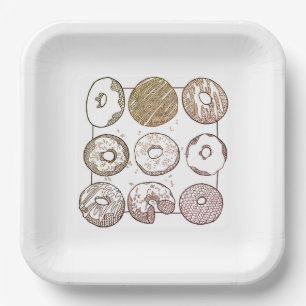 KNIT DONUTS 9" Square Paper Plates