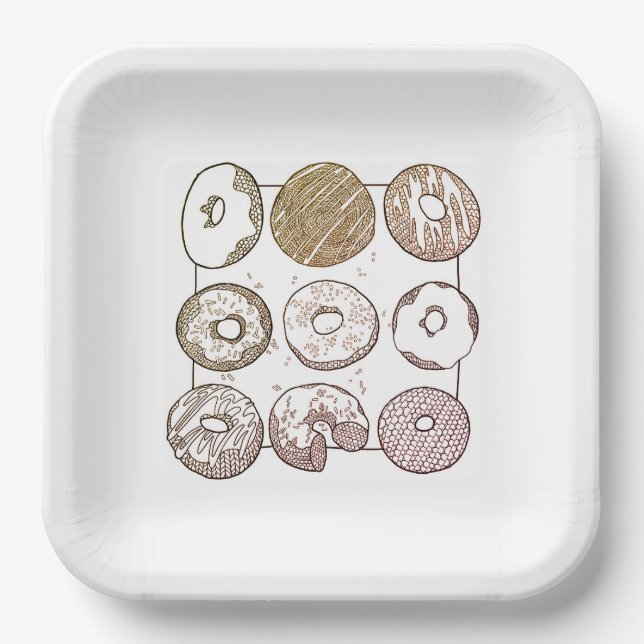 KNIT DONUTS 9" Square Paper Plates (Front)