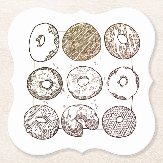 KNIT DONUTS Bracket Paper Coasters (Front)