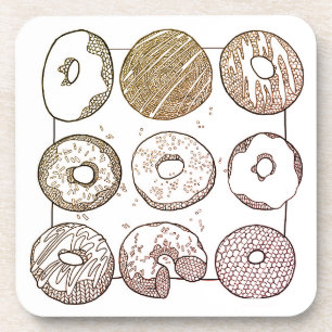 KNIT DONUTS Hard Plastic Coasters 