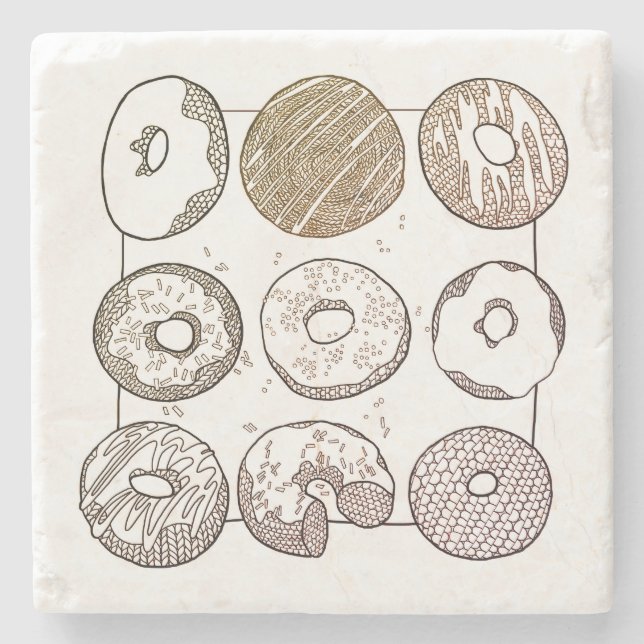 KNIT DONUTS Marble Stone Coaster  (Front)