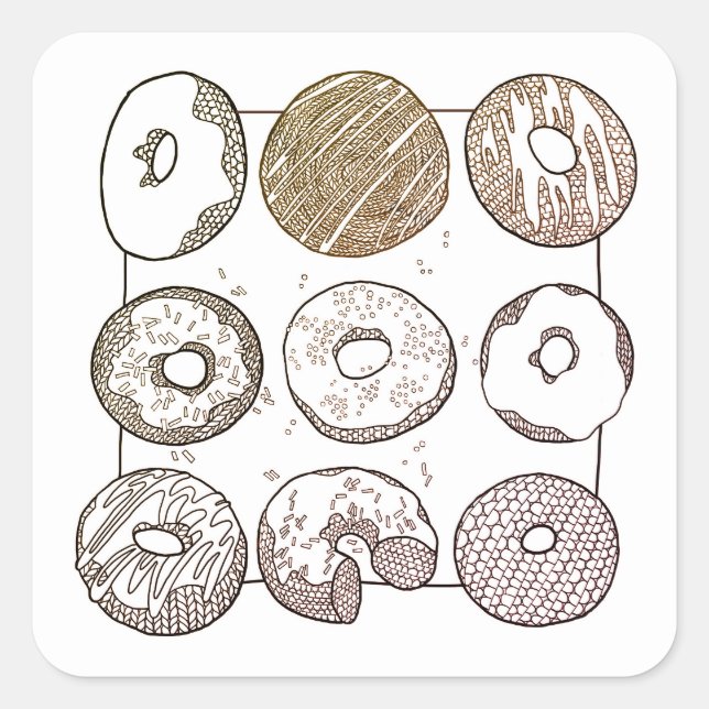 KNIT DONUTS Small Square Stickers (Front)