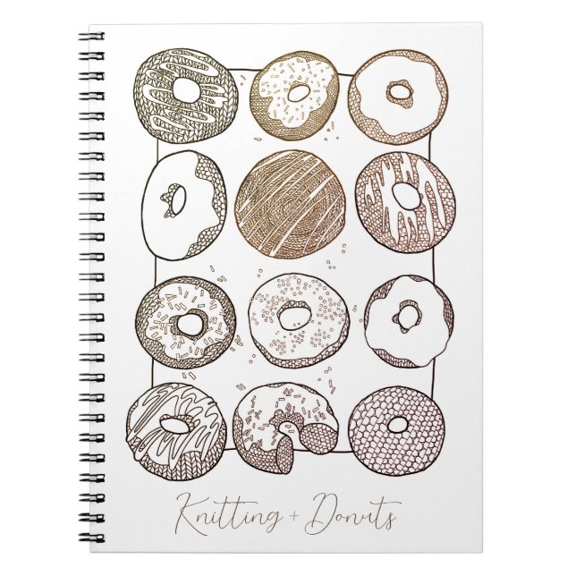 KNIT DOZEN DONUTS Spiral Notebook + Text (Front)