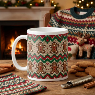 Knit Gingerbread Man Christmas Pattern Coffee Mug