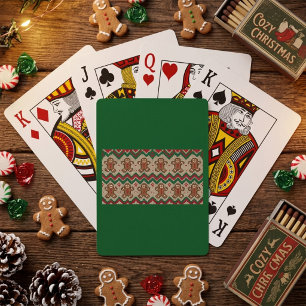 Knit Gingerbread Man Christmas Pattern Playing Cards