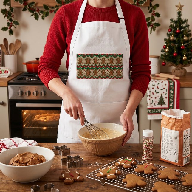 Knit Gingerbread Man Christmas Pattern  Standard Apron (Creator Uploaded)