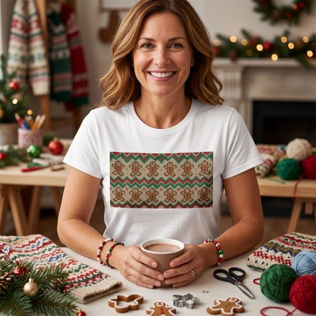 Knit Gingerbread Man Christmas Pattern  T-Shirt (Creator Uploaded)