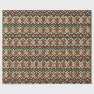 Knit Gingerbread Man Christmas Pattern  Wrapping Paper
