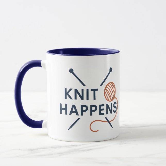 Knit Happens Funny Knitting Pun Mug (Left)