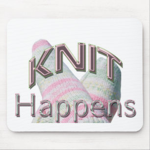 Knit Happens Mousepad (green & pink socks)
