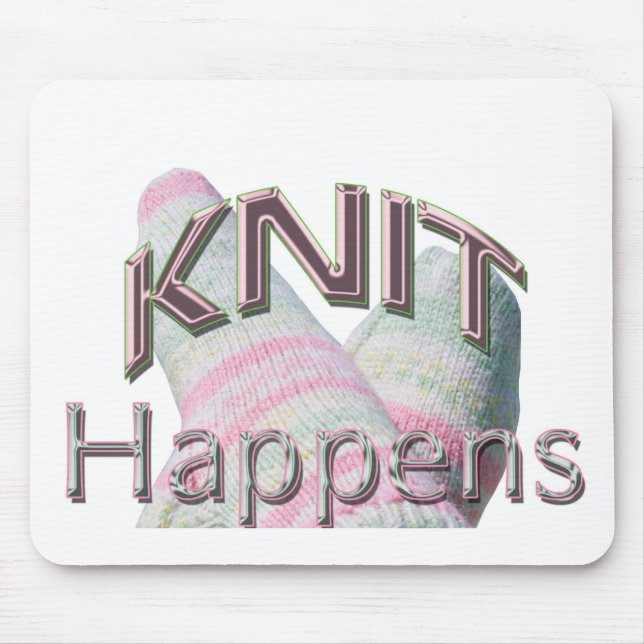 Knit Happens Mousepad (green & pink socks) (Front)