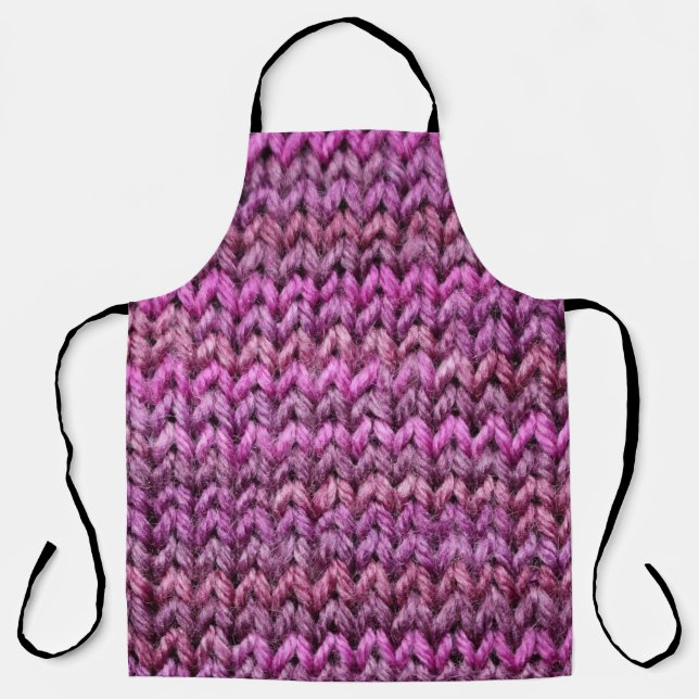 Knit Harmony: Purple Stripe Texture Apron (Front)
