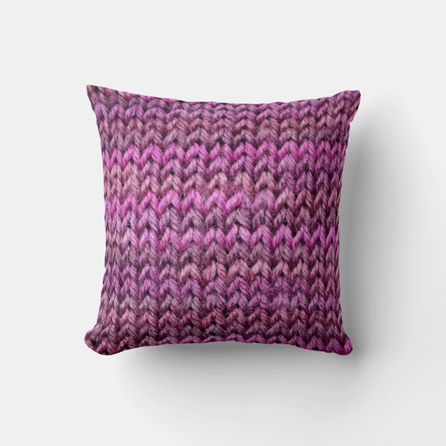 Knit Harmony: Purple Stripe Texture Cushion (Front)