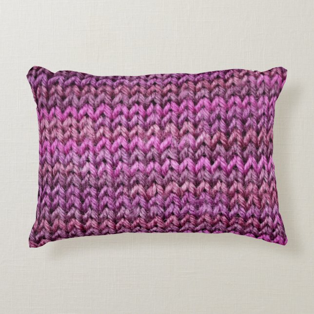 Knit Harmony: Purple Stripe Texture Decorative Cushion (Front)