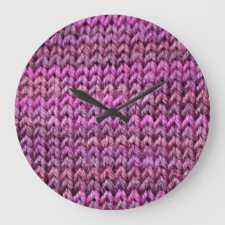 Knit Harmony: Purple Stripe Texture Large Clock