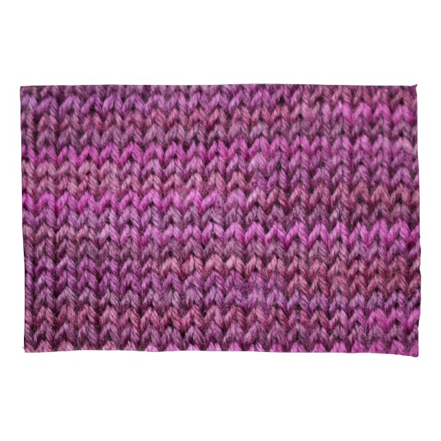 Knit Harmony: Purple Stripe Texture Pillowcase (Front)