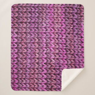 Knit Harmony: Purple Stripe Texture Sherpa Blanket