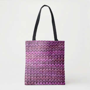 Knit Harmony: Purple Stripe Texture Tote Bag