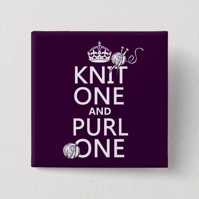 Knit One and Purl One 15 Cm Square Badge (Front)