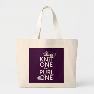 Knit One and Purl One Large Tote Bag