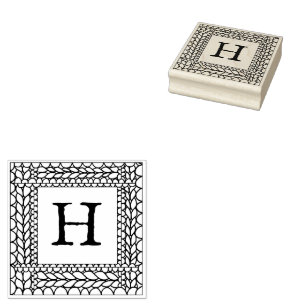 KNIT PURL 2.5" Square Rubber Stamp + Initial