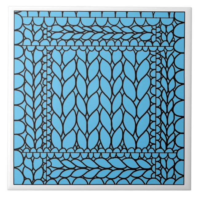 KNIT PURL BLUE Ceramic Tile  (Front)