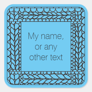 KNIT PURL BLUE Large Square Stickers + Text